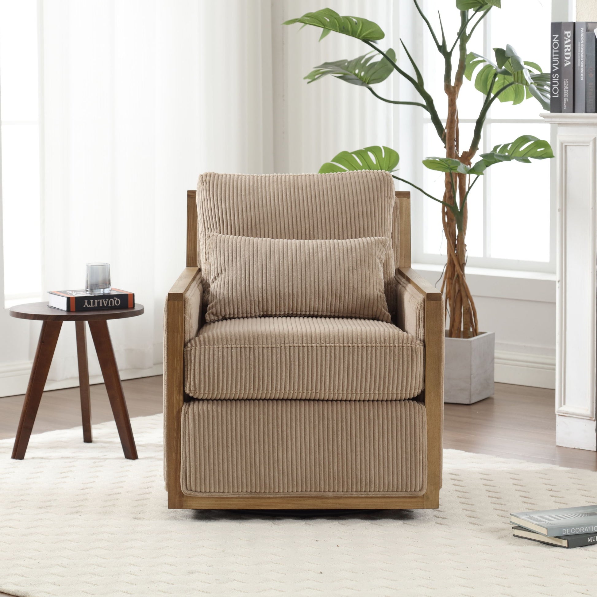 Comfy Accent Barrel Chair, 360 Degree Swivel