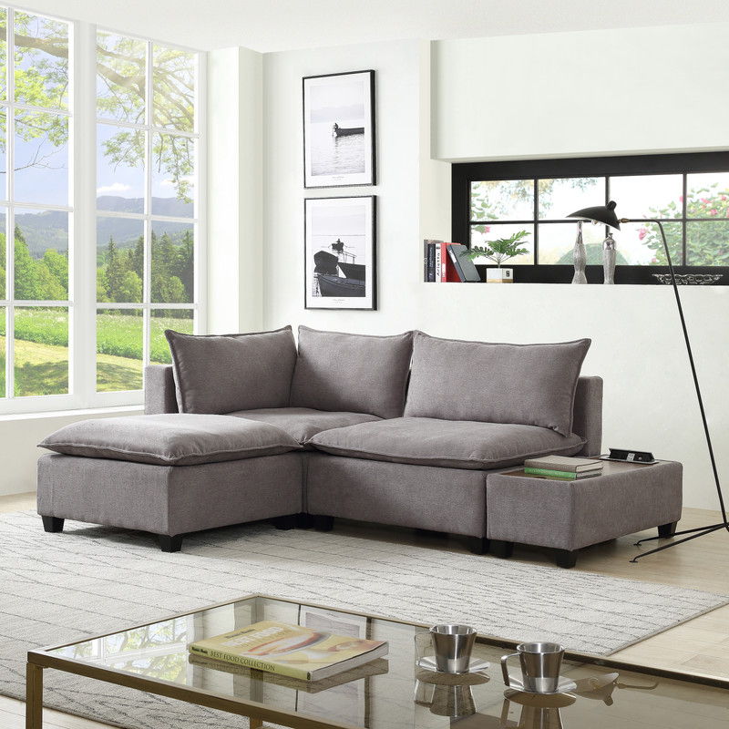 Madison - Fabric Reversible Sectional Sofa Ottoman