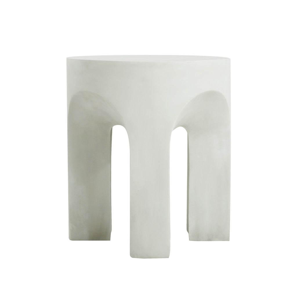 Outdoor Round Top Side Table / End Table, Living Room Accent Table - Antique White