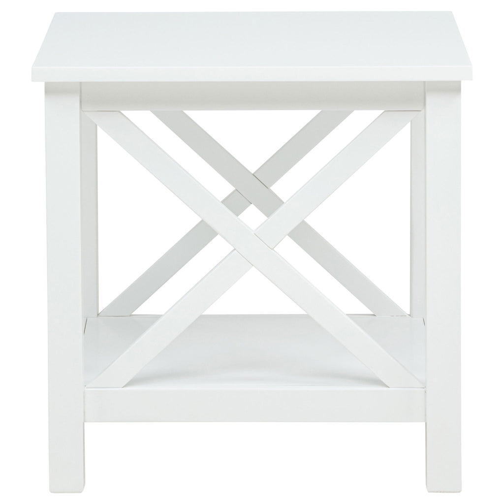 Slater - End Table With X Frame Trim - White