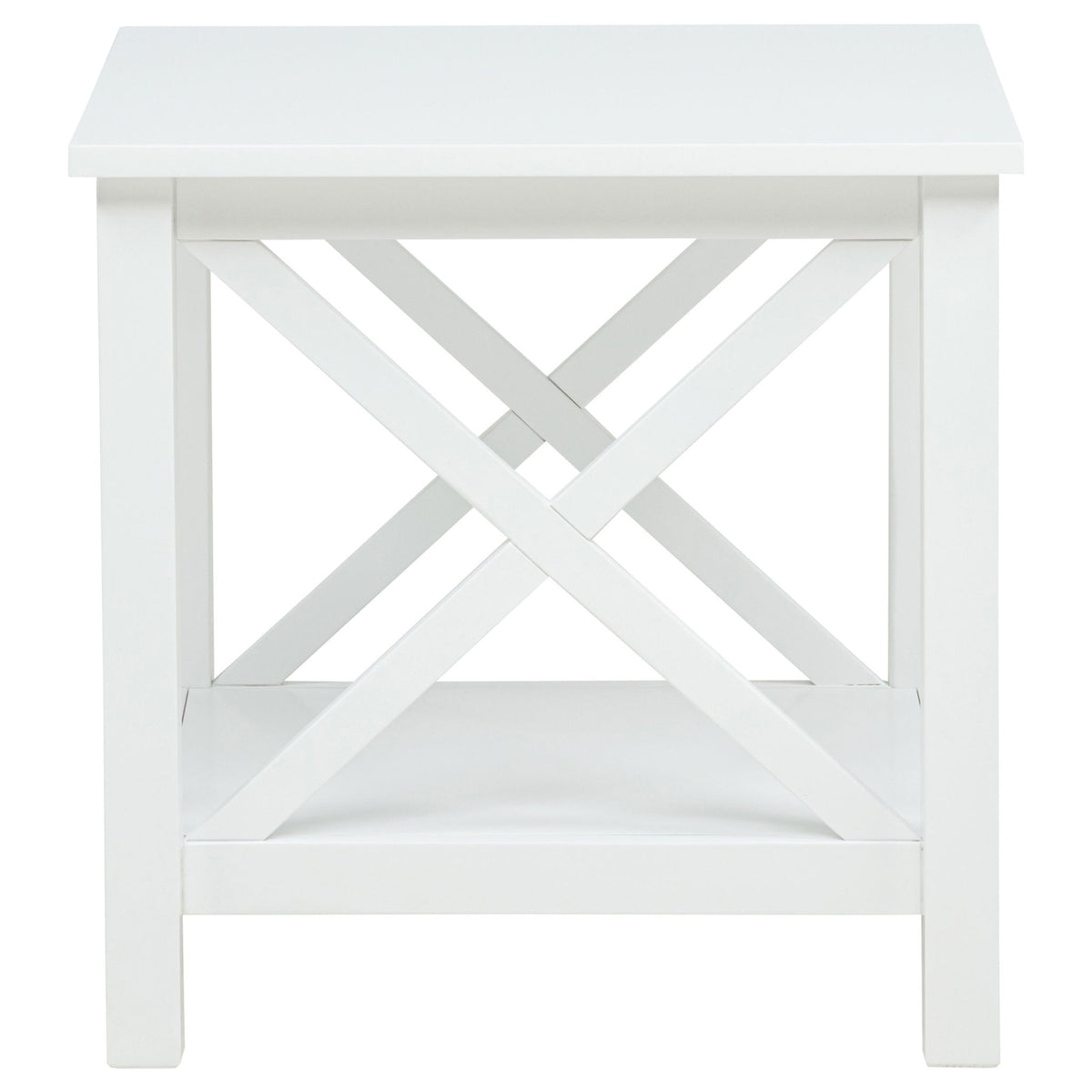 Slater - End Table With X Frame Trim - White