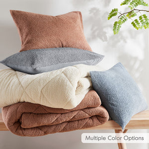 Kyla - Twin/Twin Long Double Diamond Quilted Teddy Comforter Set - Blue