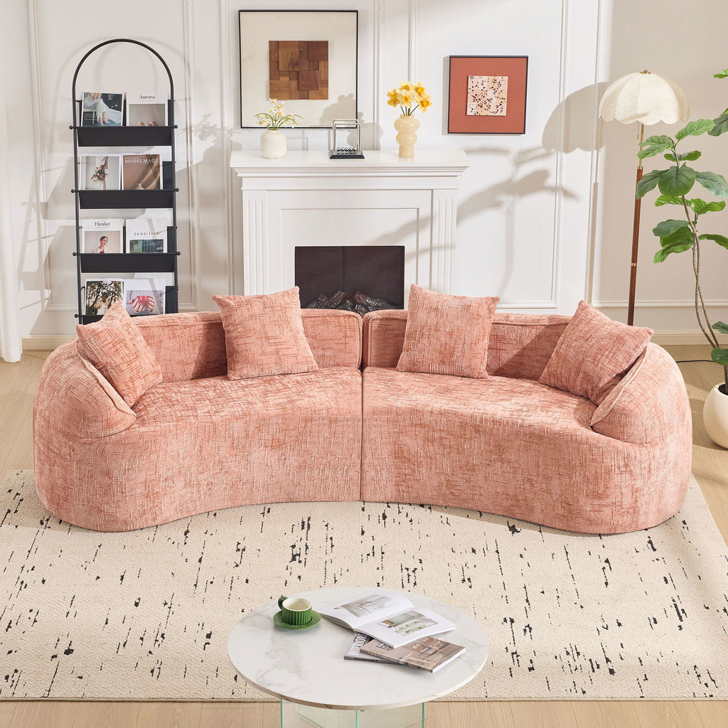 Curved Compressed Sofa, Nordic-Style Design For Living Room