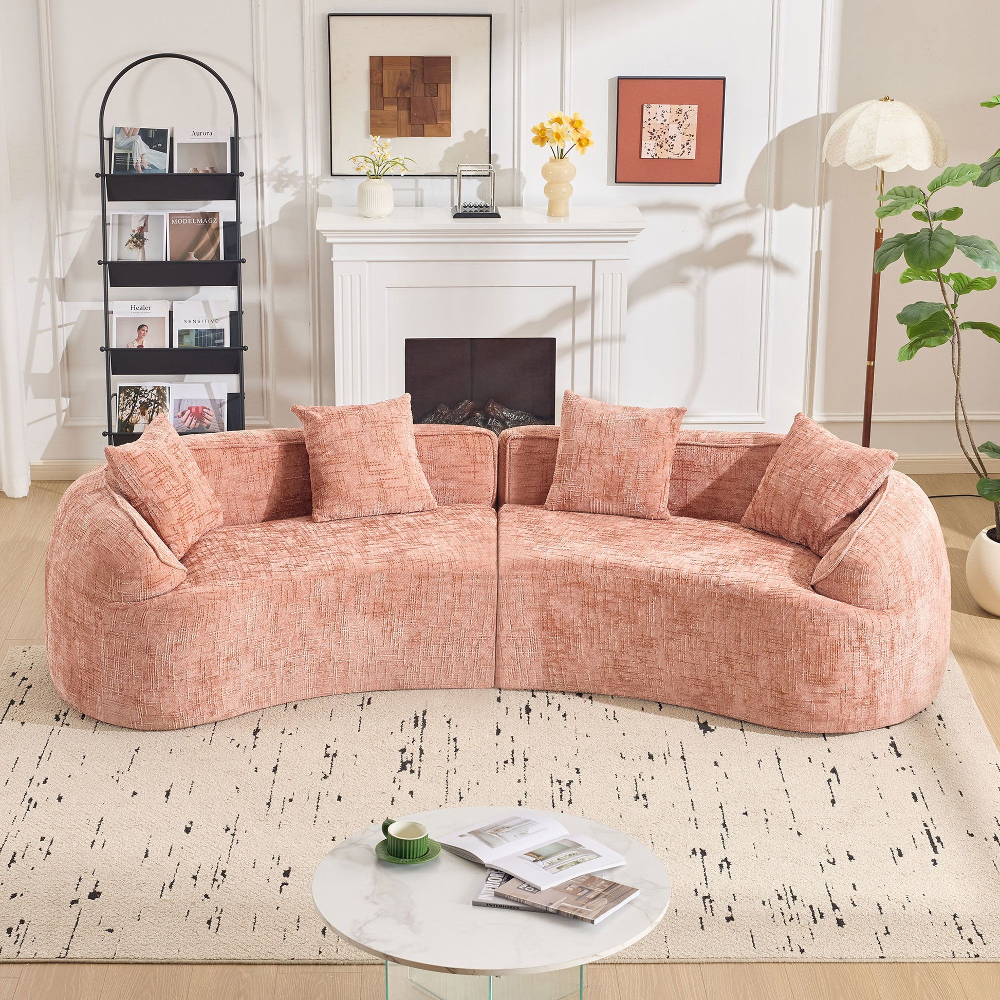 Curved Compressed Sofa, Nordic-Style Design For Living Room