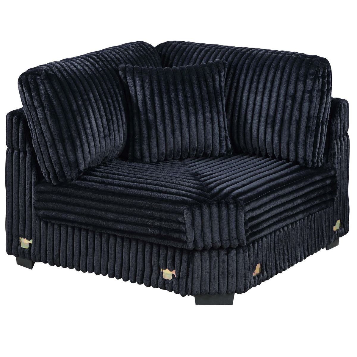 1 Piece Corner Wedge Only Texture Upholstered Modular Living Room Furniture - Black