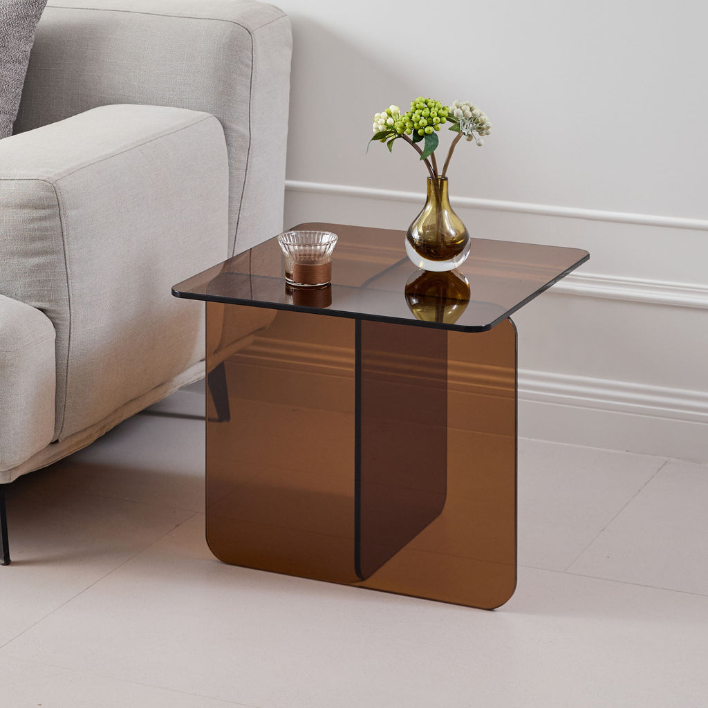 Modern Transparent Tempered Glass Sidetable