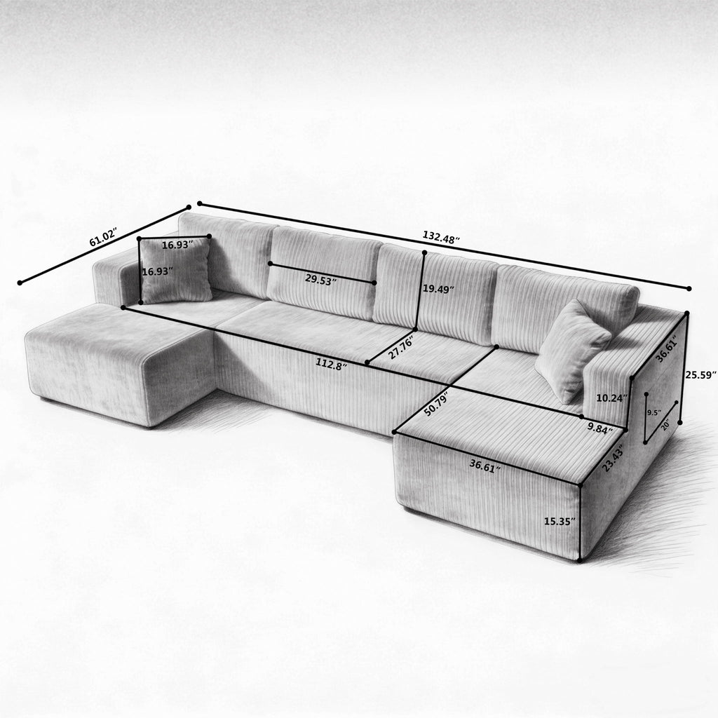 U - Shaped Modular Sectional Sofa For Living Room