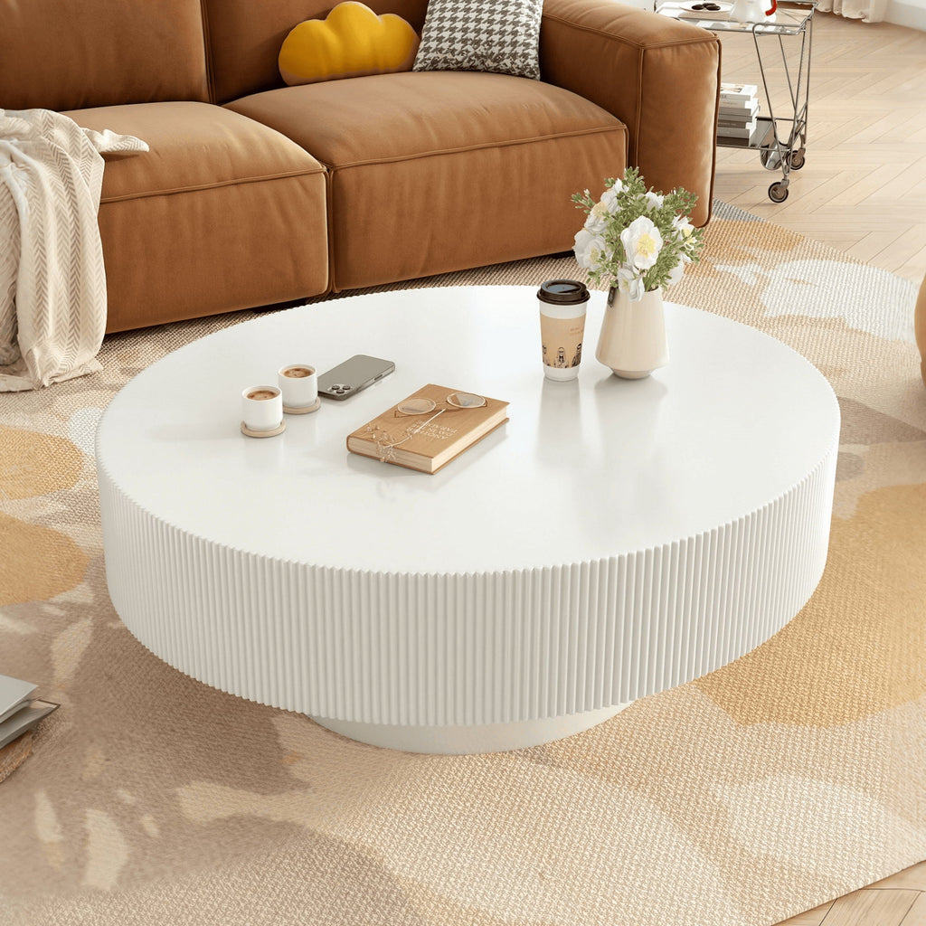 Elegant Round Coffee Table With Thick Tabletop