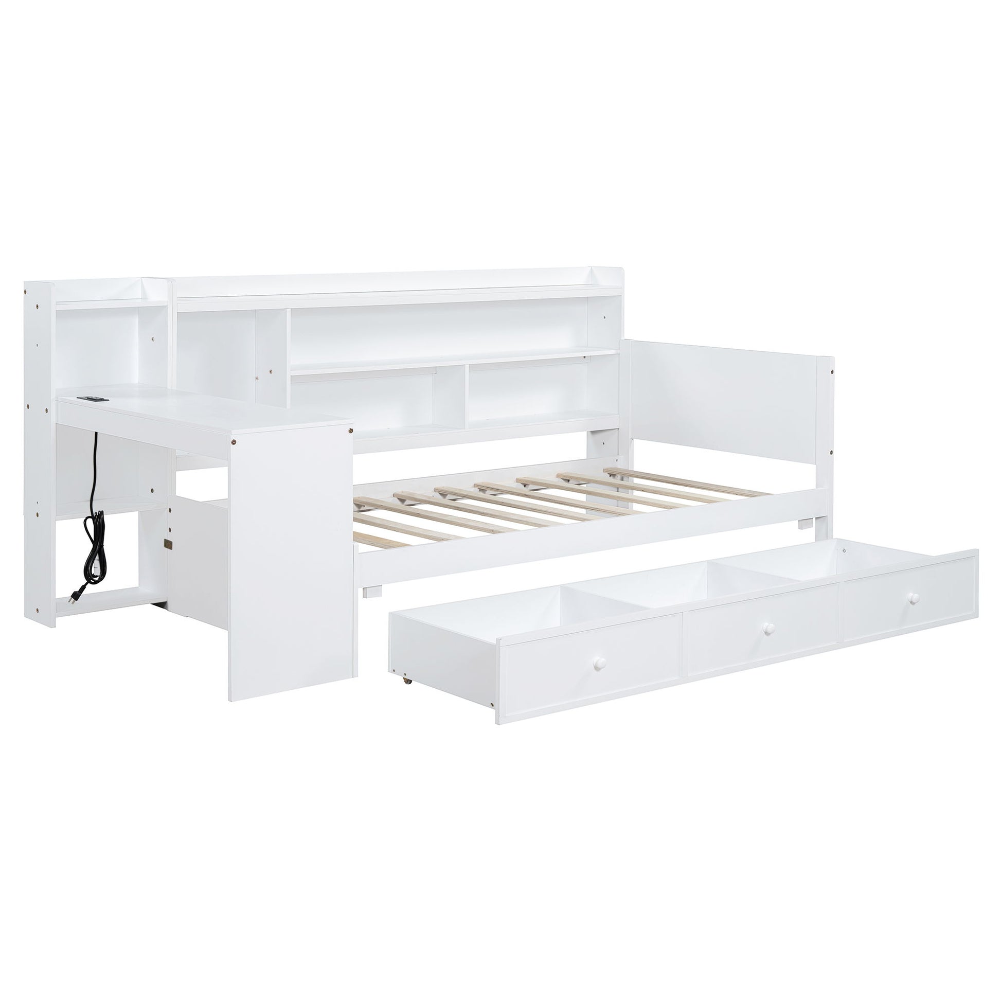 Daybed With 3 Drawers USB Ports And Desk