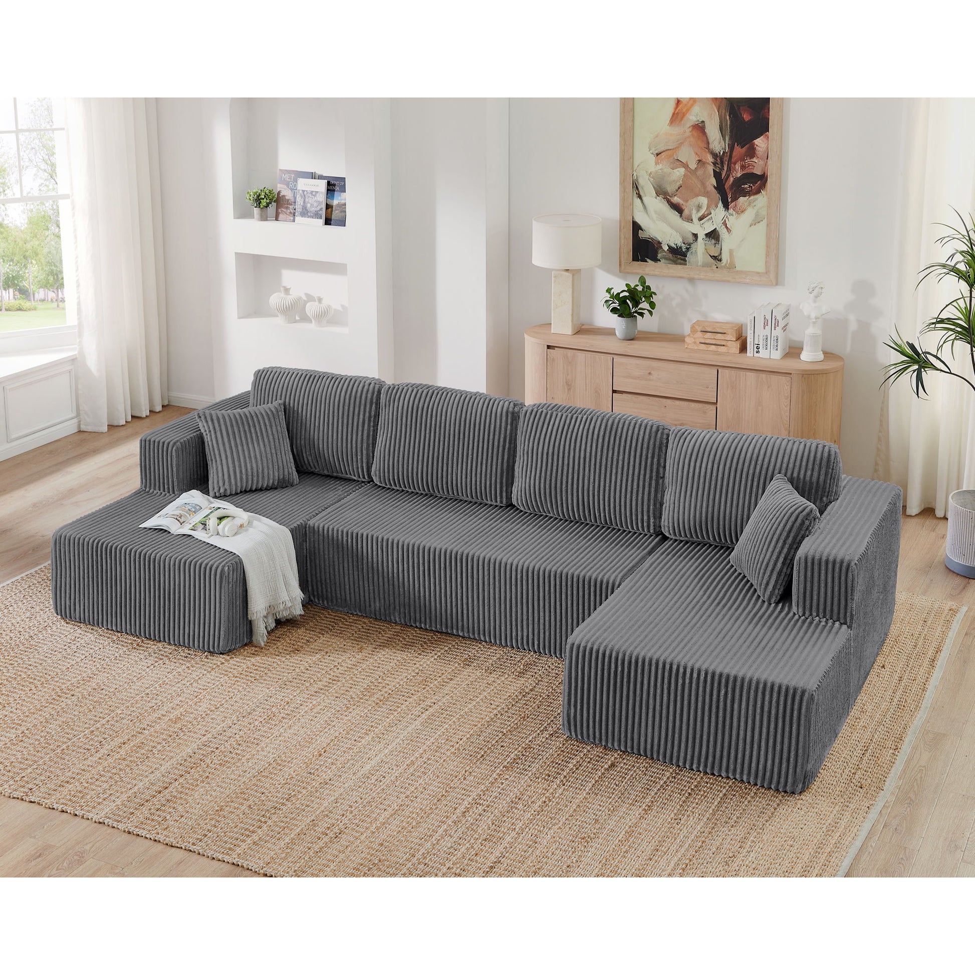 Modern Minimalist U - Shape Modular Sectional Sofa