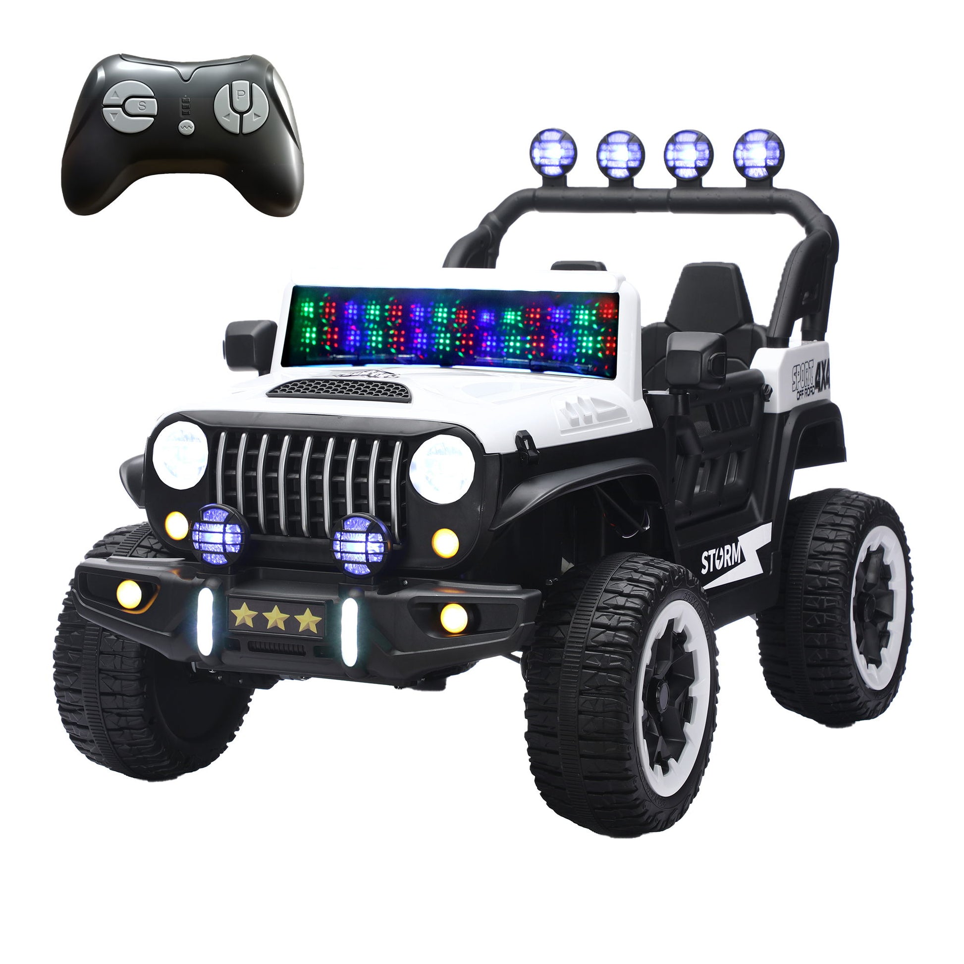 Electric Car With Remote Control, Colorful LED Lights, USB & MP3