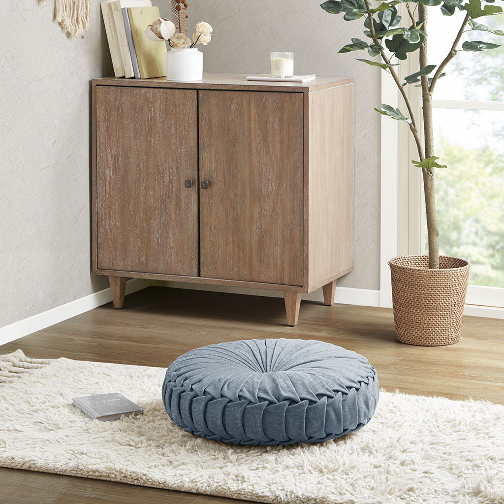 Loretta - Round Floor Pillow Cushion - Aqua