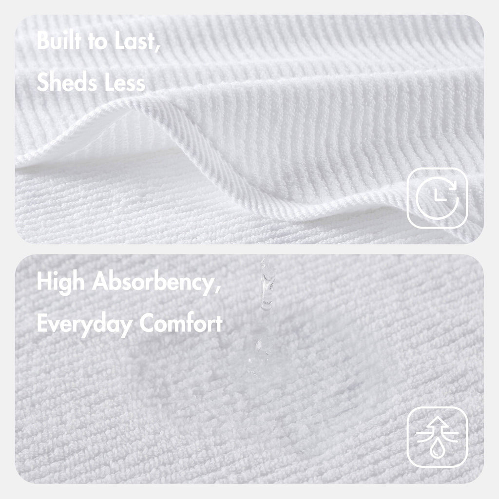 Diagonal Ribbed - 6 Piece Washcloths Set - White