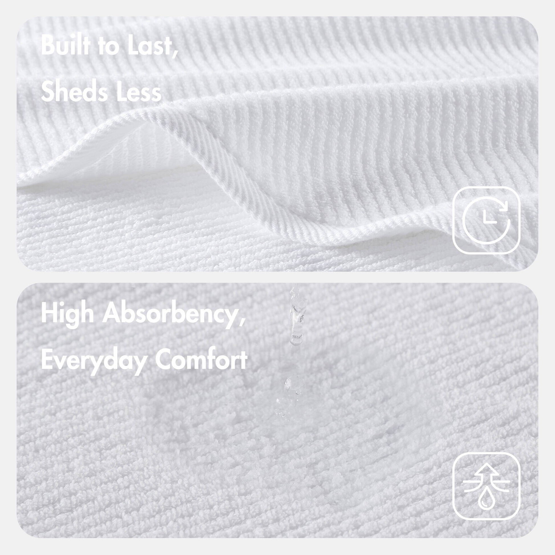 Diagonal Ribbed - 6 Piece Washcloths Set - White