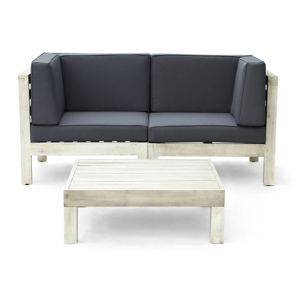 Brava - X Back 2 Seater Sectional Loveseat With Coffee Table