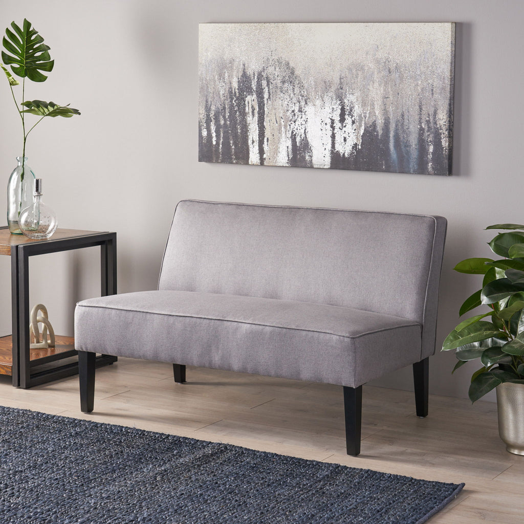 Contemporary Loveseat With Upholstered Fabric And Birch Wood Legs