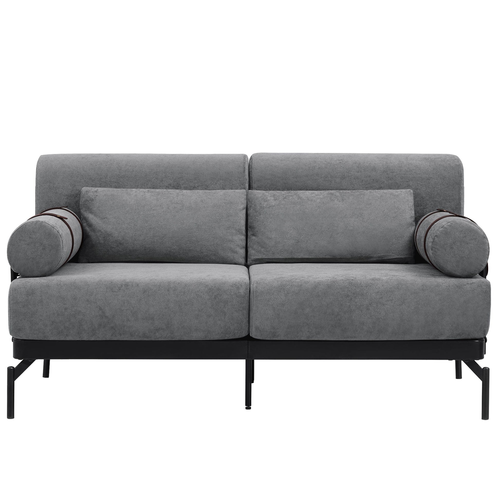 Modern Loveseat Sofa 2 Seater With USB Ports, Cylindrical Armrests