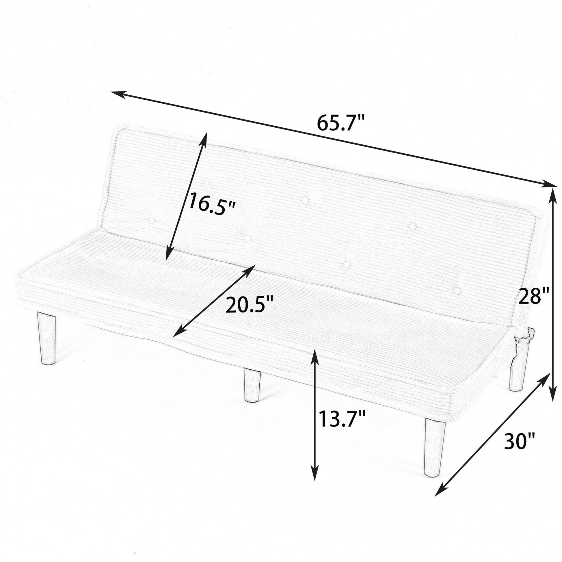 Versatile Corduroy Sofa Bed With Solid Wood Frame