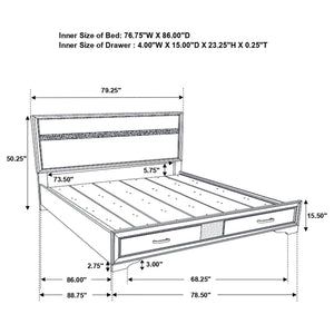 California King Storage Platform Bed With 2 Drawer - White