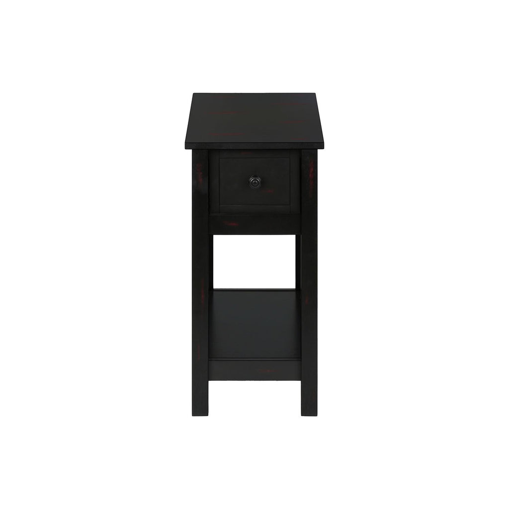 Accent End Table, 2 Tier, Narrow, Lamp, Storage Drawer, Charming Design