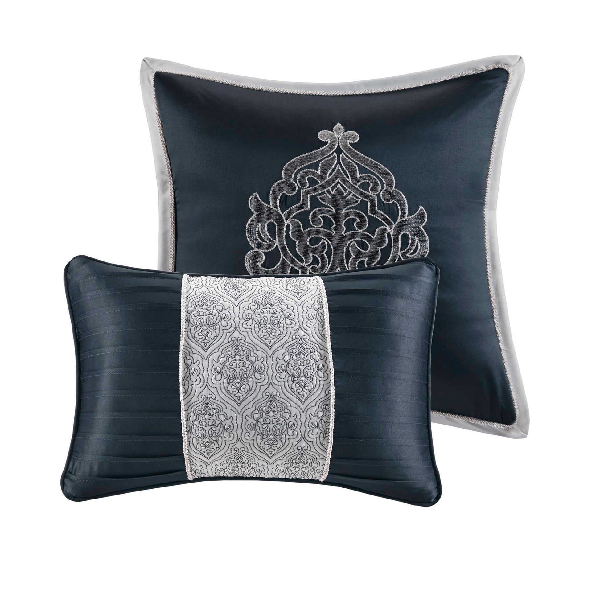 Odette - Queen 8 Piece Comforter Set - Navy