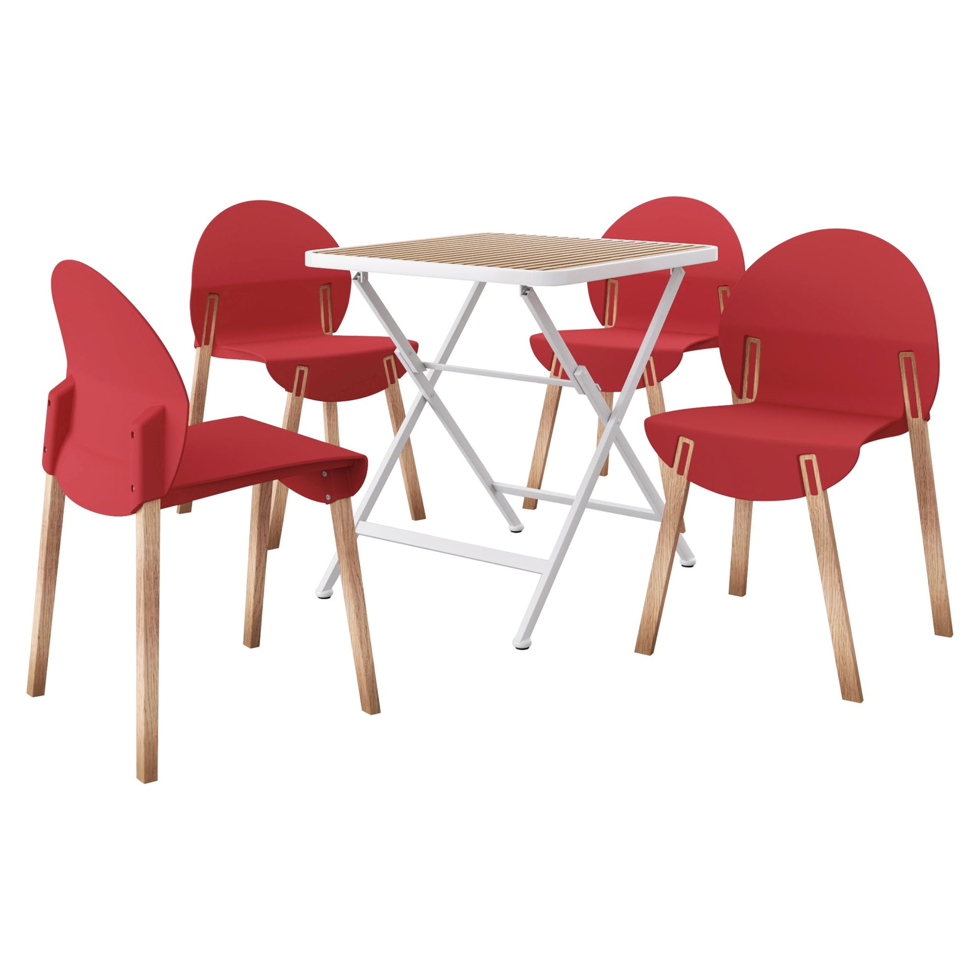 4 Piece Set Of Single Chairs With A Folding Square Table