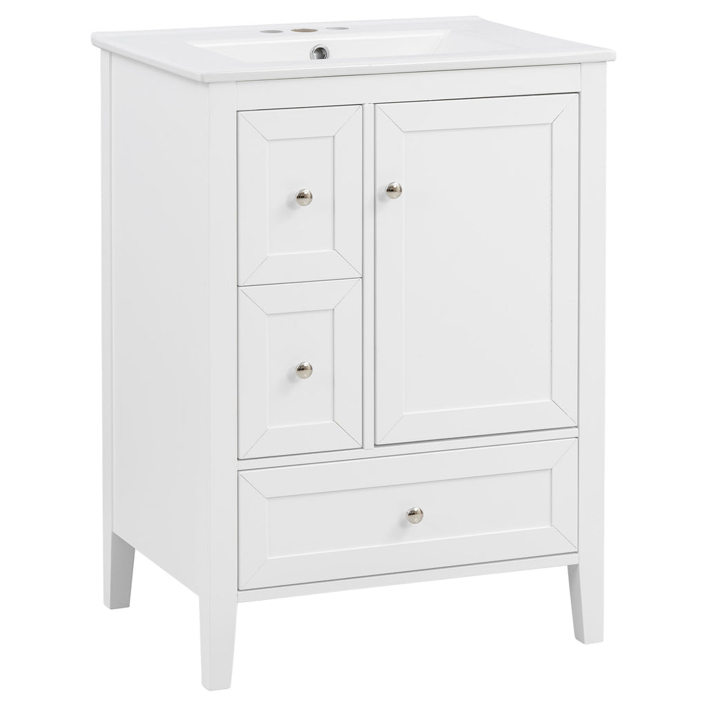 Modern Bathroom Vanity With Sink, Soft Close Drawers & Door, Storage Rack