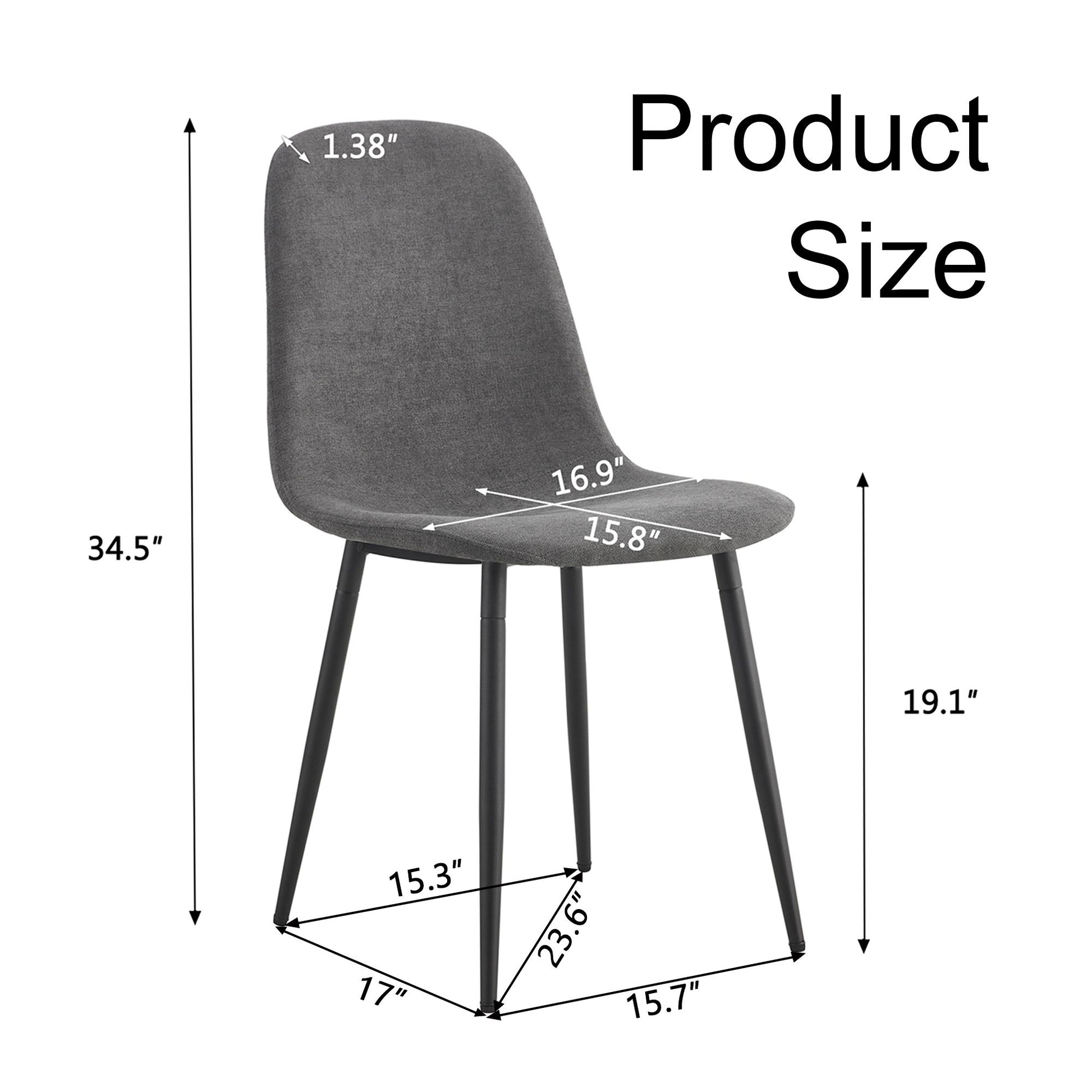 Modern Medieval Style Cushioned Side Chairs Set With Black Metal Legs For Kitchens