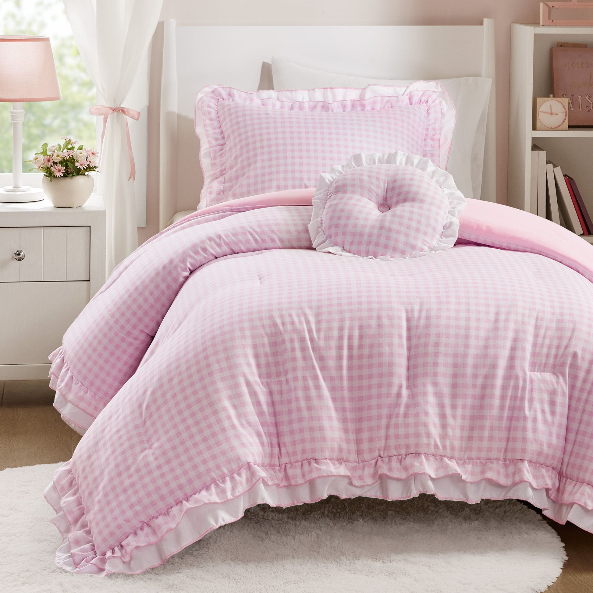 Rowena - Twin Comforter Set - Pink