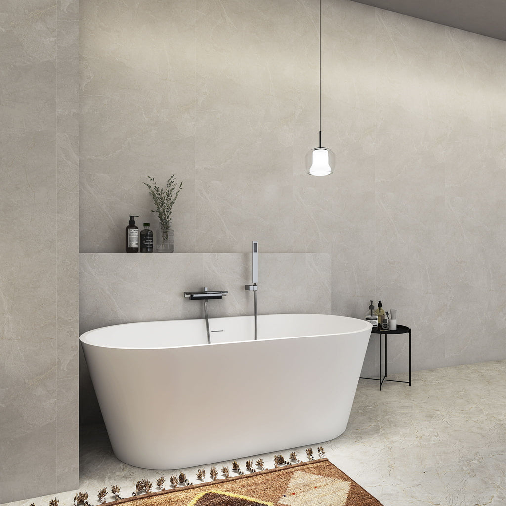 Solid Surface Freestanding Soaking Bathtub & Ergonomic Design