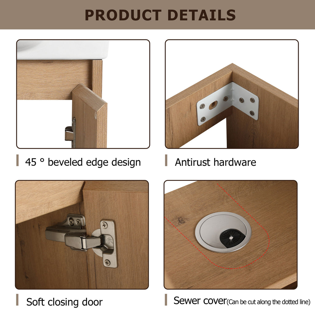 Freestanding Bathroom Vanity With Sink And Storage Rack, Soft Close Doors Base With Basin