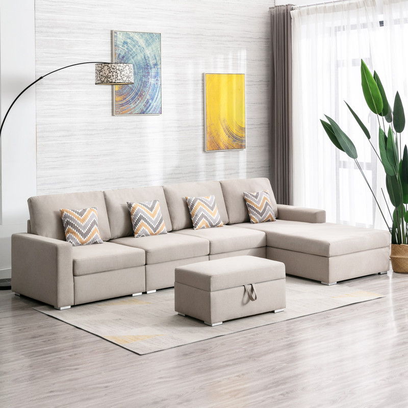 Nolan - Fabric 5 Piece Sectional Sofa With Interchangeable Legs