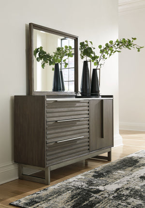 Arkenton - 5 Pc. - Dresser, Mirror, King Panel Bed - Grayish Brown
