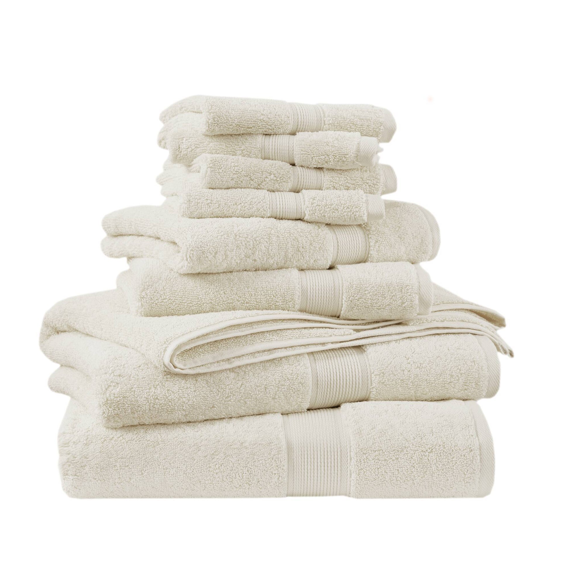 800GSM - 8 Piece Antimicrobial Towel Set - Cream