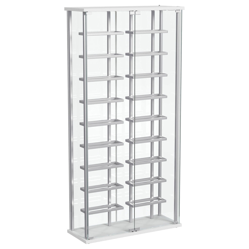 Wine Storage LED Curio Cabinet - Chrome