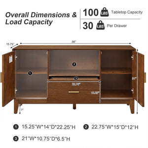 TV Stand With Drawer And Cabinets - Brown
