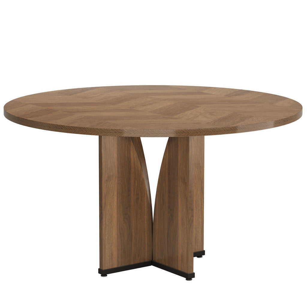 Round Conference Table With X Base - Dark Brown