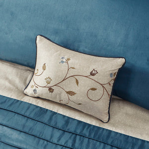 Serene - California King Embroidered Piece Comforter (Set of 7) - Navy