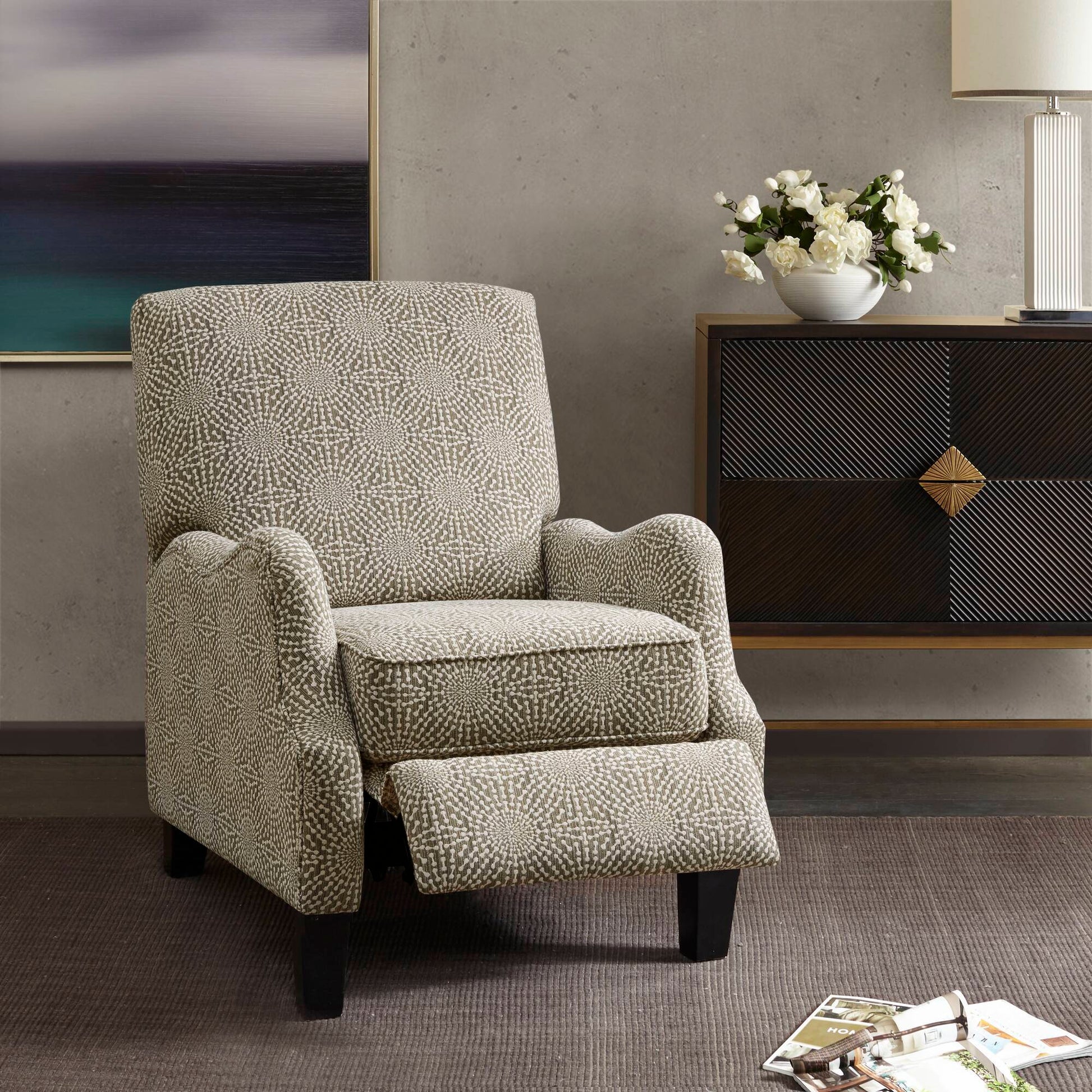 Hoffman - Push Back Recliner - Beige Multi
