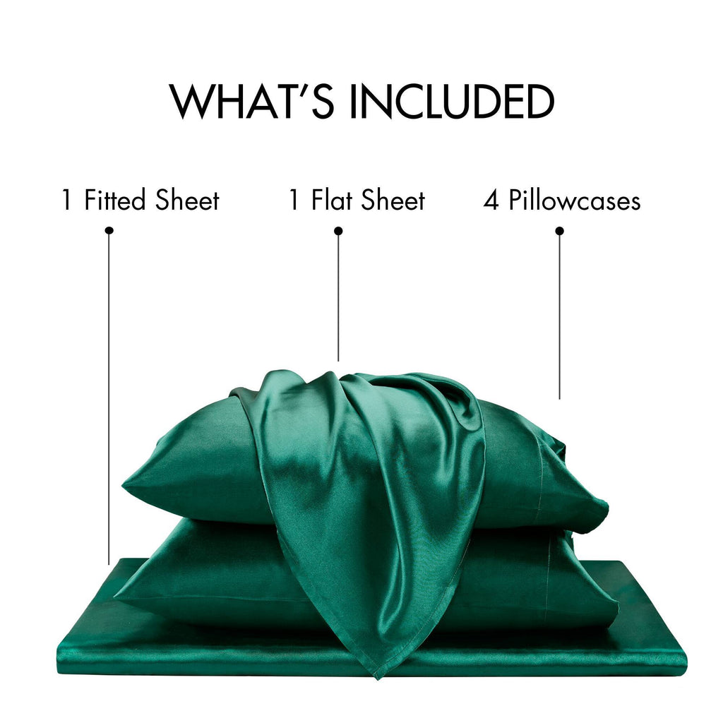 Satin - 6 Piece Full Luxury Sheet Set - Emerald