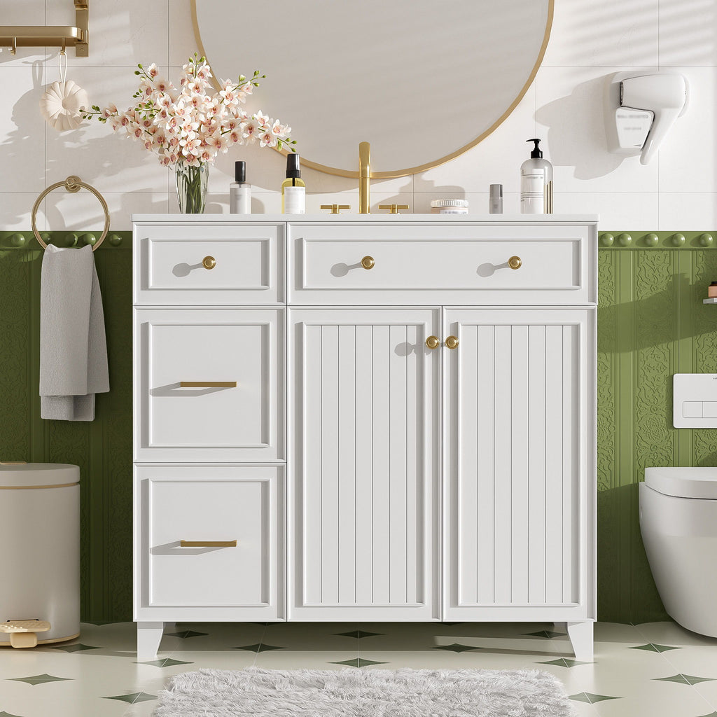 Bathroom Vanity With Sink, Soft Close Doors, Adjustable Shelves