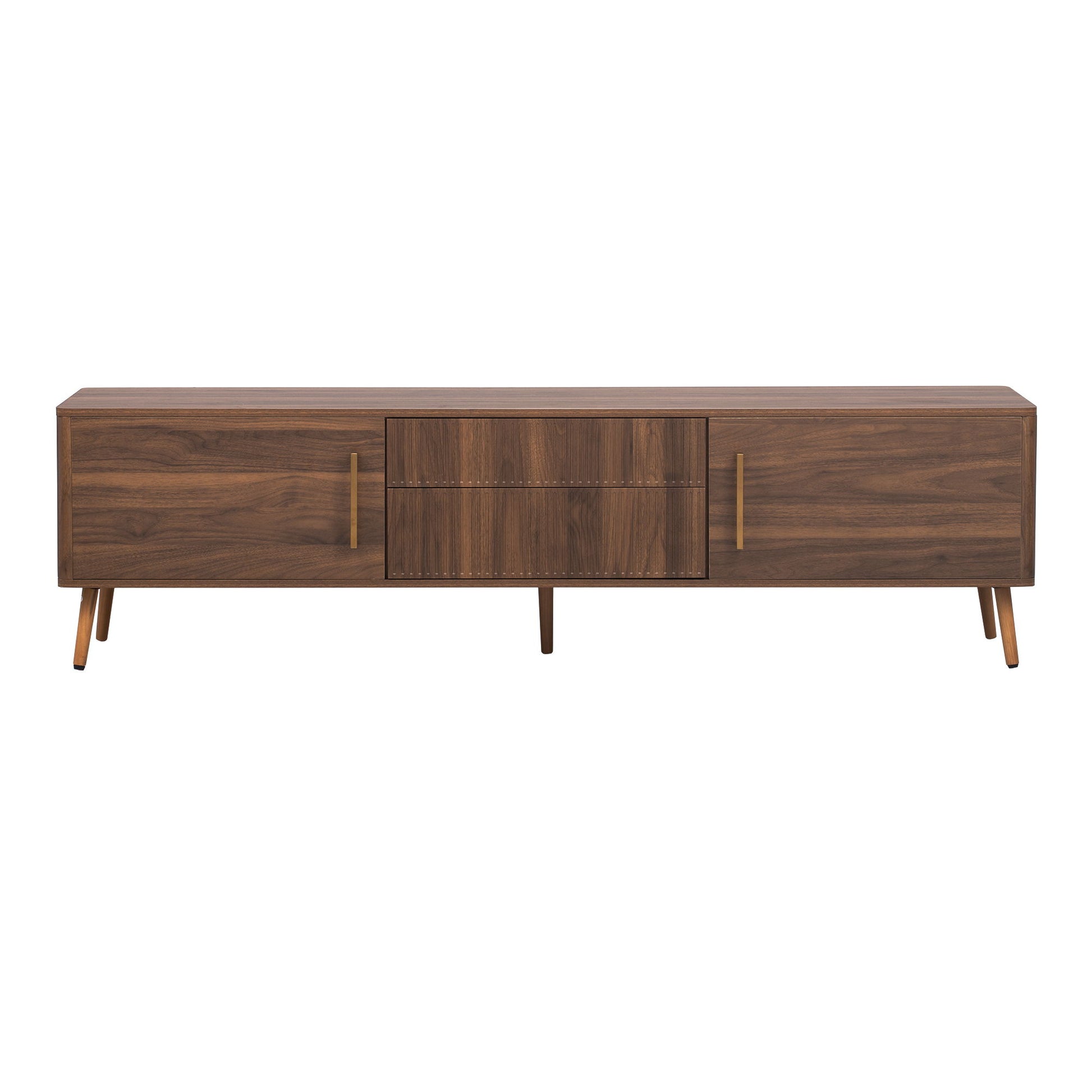TV Stand With 2 Drawers, Media Console Table For TVs Up To 80'' For Living Room - Walnut