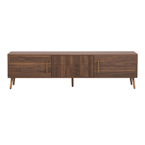 TV Stand With 2 Drawers, Media Console Table For TVs Up To 80'' For Living Room - Walnut