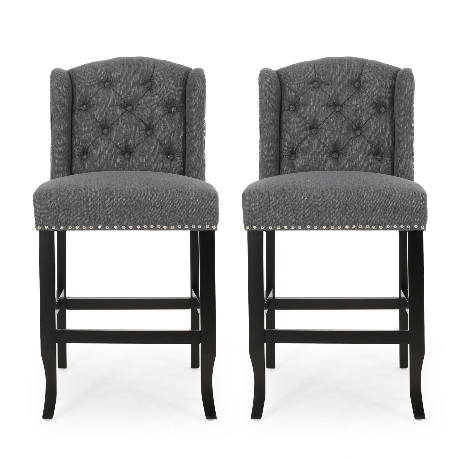 Vienna - Fabric Tufted Counter Stool With Nailhead Accents (Set of 2)