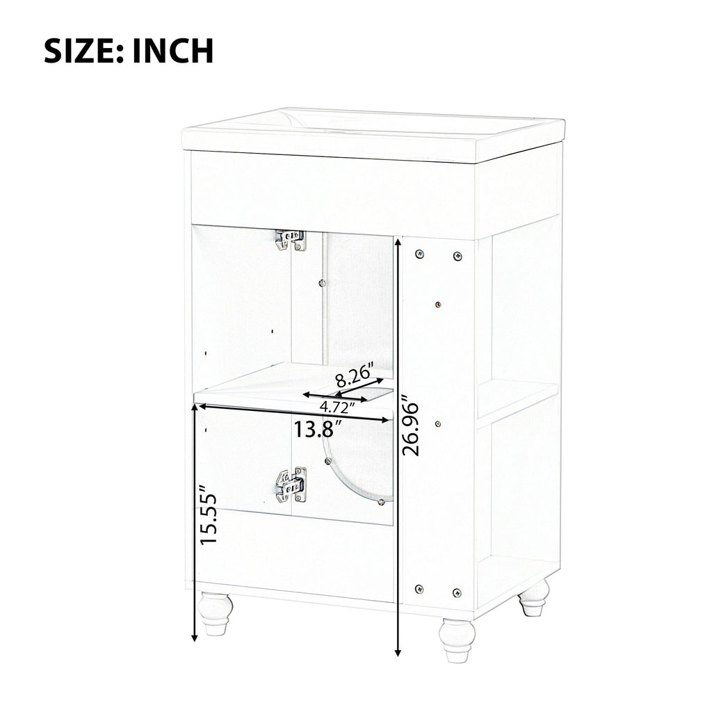 Modern Bathroom Vanity With Sink, Adjustable 2 Tier Shelf