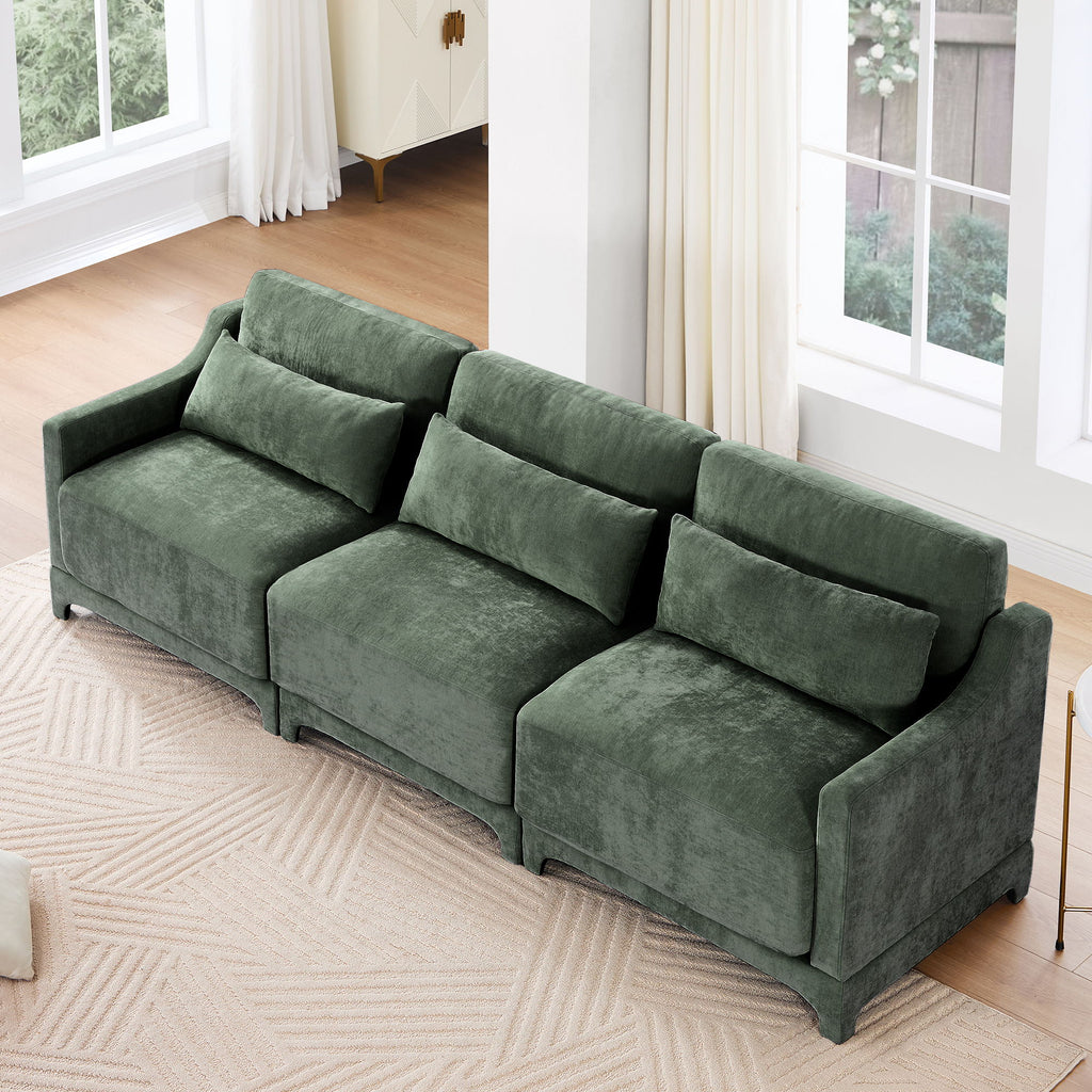 Elegant Sofa With Ergonomic Design And Lumbar Pillows