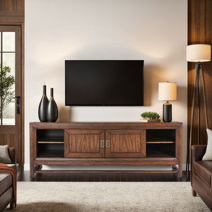 TV Stand Console, For TVs Up To 85", 2 Tone - Brown