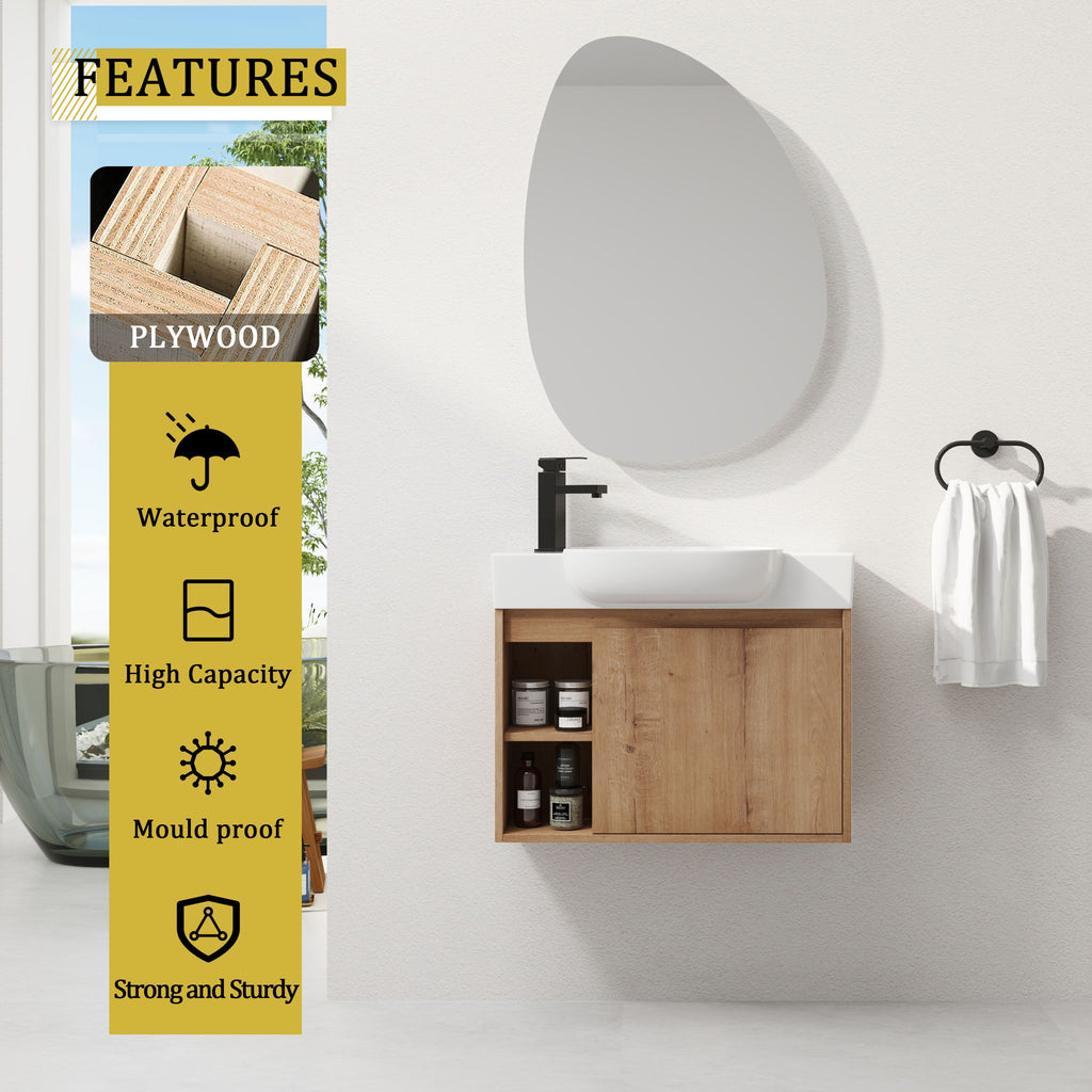 Sleek Design Freestanding Bathroom Vanity With Sink, Soft Close Door