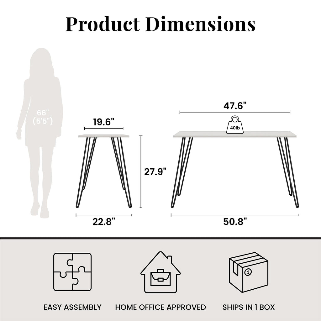 Writing Desk With Hairpin Legs For Study Or Work - White Oak
