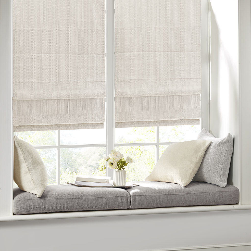 Galen - 34" Basketweave Room Darkening Cordless Roman Shade - Ivory